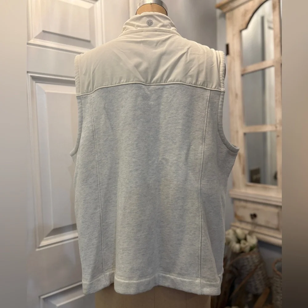 T by Talbots Cream Zip up Cotton Blend‎ Vest 2X Warm Layering Piece Barn Chic